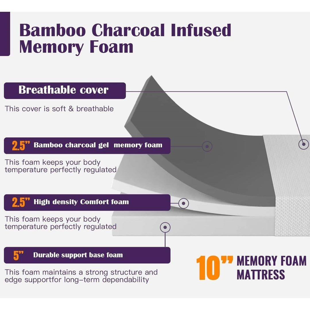 10" Full Size Charcoal Infused Memory Foam Mattress, Medium Firm