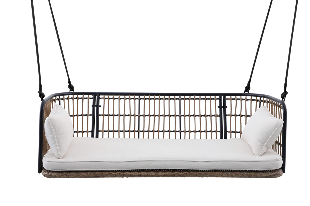 Remy Porch Swing with Cushion β East Green, Rope & Wicker Frame