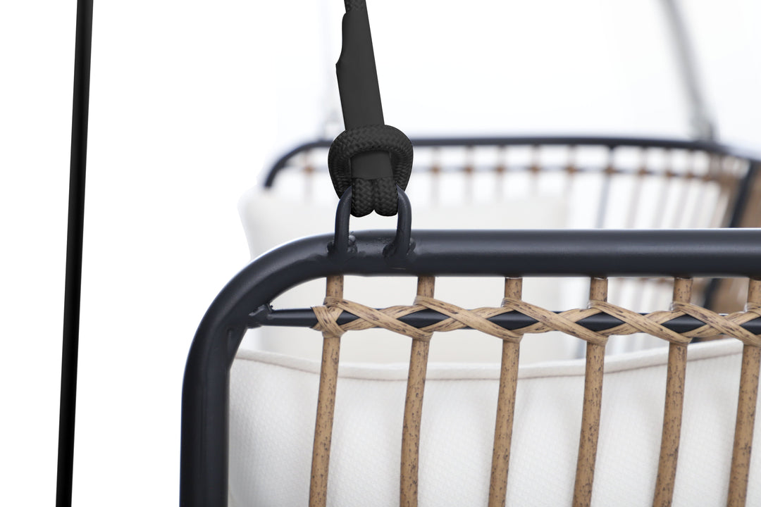 Remy Porch Swing with Cushion β East Green, Rope & Wicker Frame