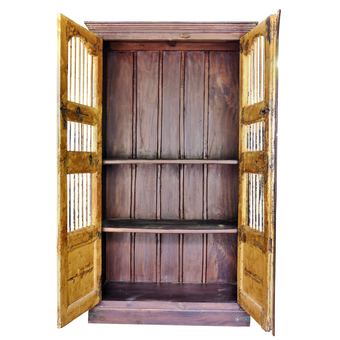 Vintage Iron Door Armoire β 80" Farmhouse Curio Cabinet
