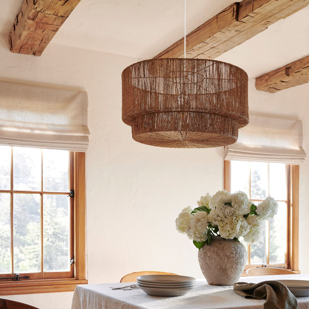 Cocktail 2-Tier Jute Pendant Light β Handwoven Natural Ceiling Fixture