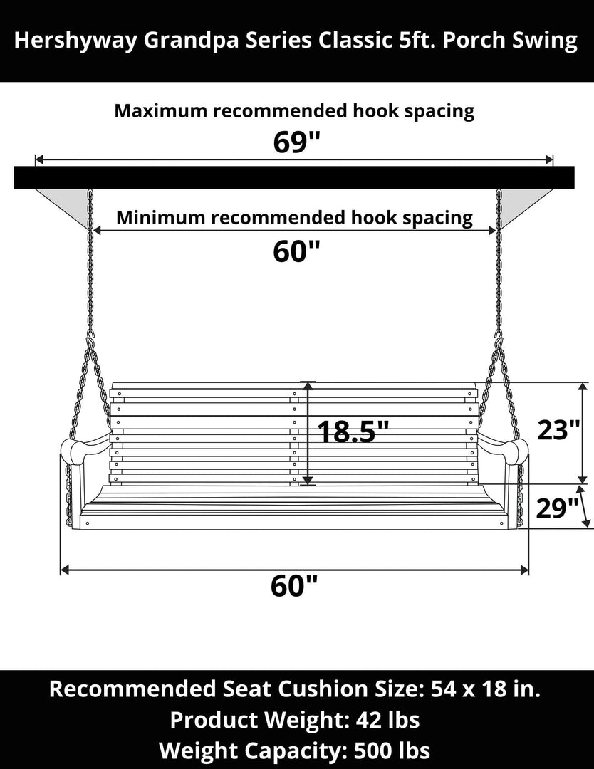 Grandpa Series 5-Foot Porch Swing β Classic Cypress by Hershyway