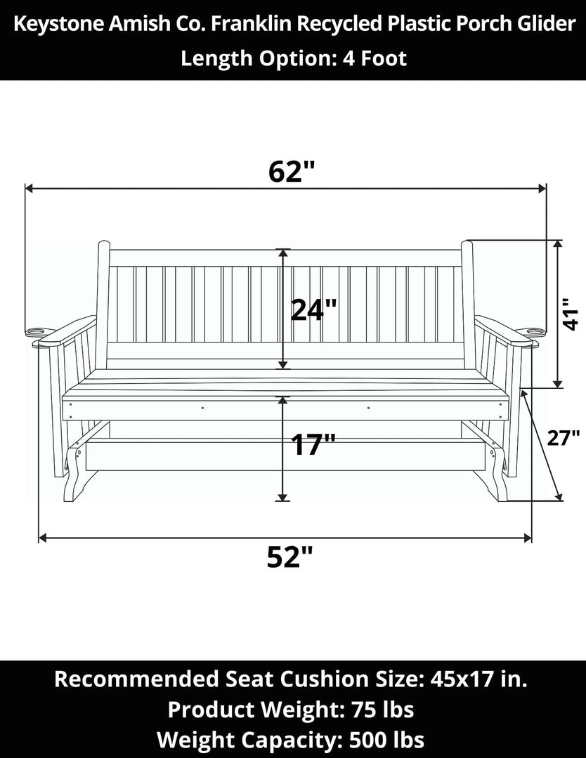 Franklin Porch Glider β Poly Composite by Keystone Amish Co.