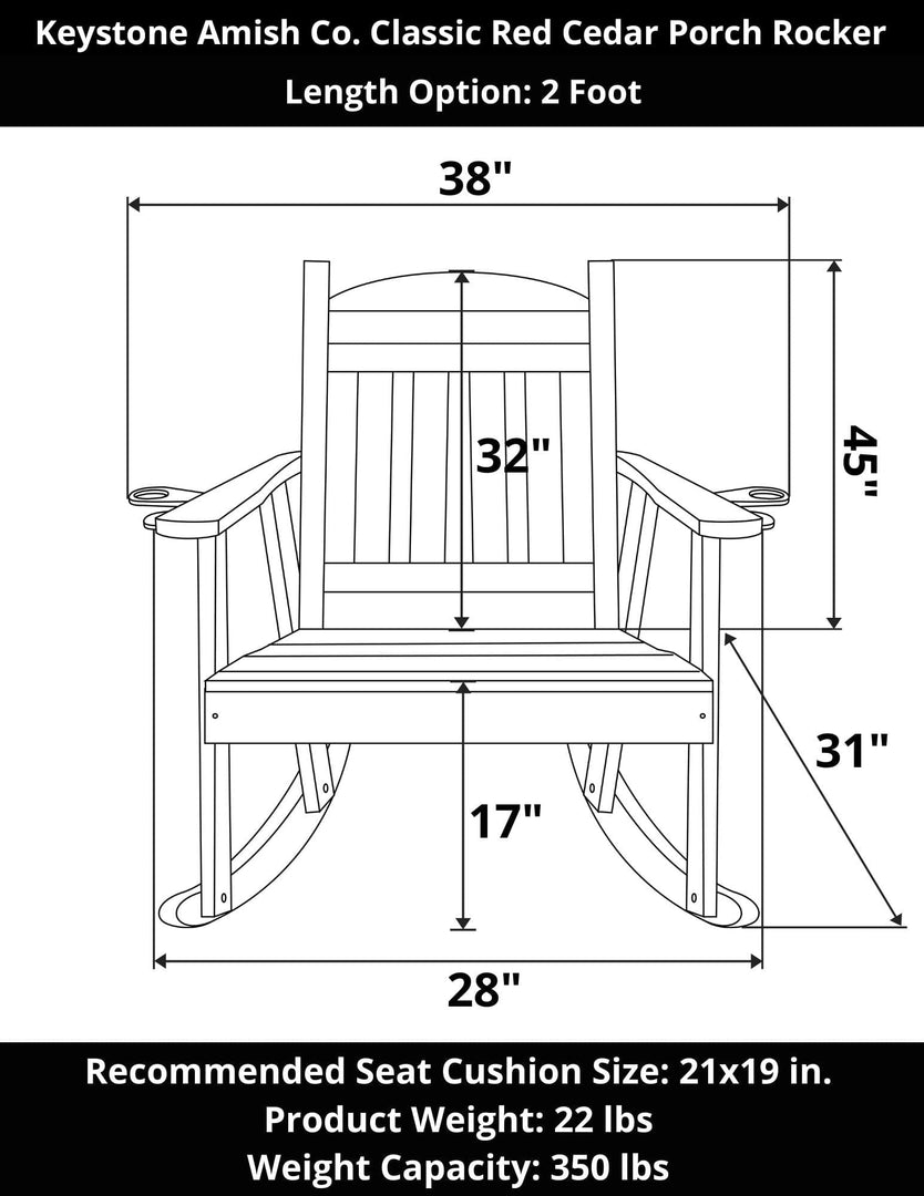 Classic Porch Rocker β Solid Red Cedar by Keystone Amish Co.