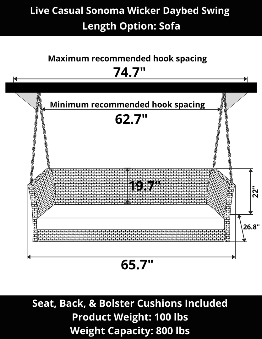 Sonoma Wicker Daybed Porch Swing With Cushions