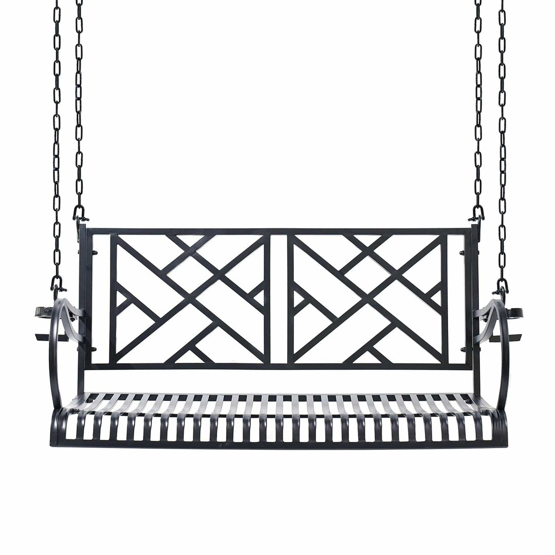 Logan Metal Porch Swing β Black Wrought Iron by Live Casual