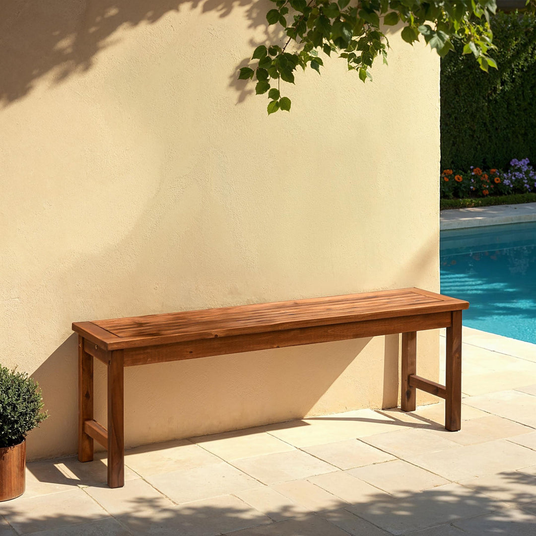 Slab Labs Midland Acacia Patio Bench | Outdoor Acacia Wood Garden Seating