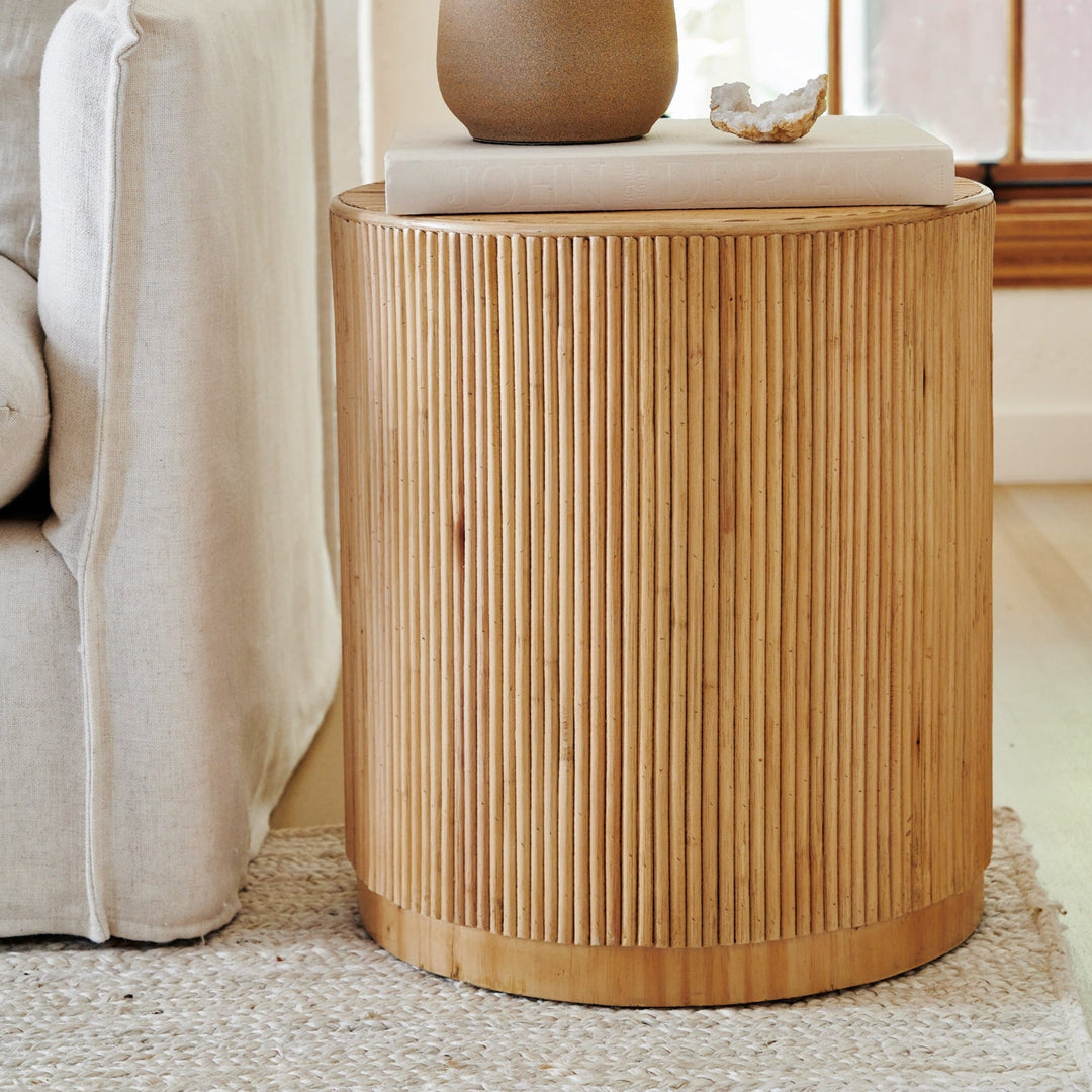 Gabriella Stacked Rattan Side Table β Handcrafted Organic Accent