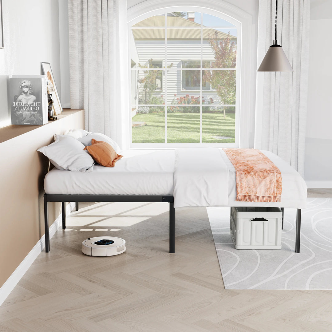 Twin to King Metal Bed Frame with Storage, 350 lbs Capacity