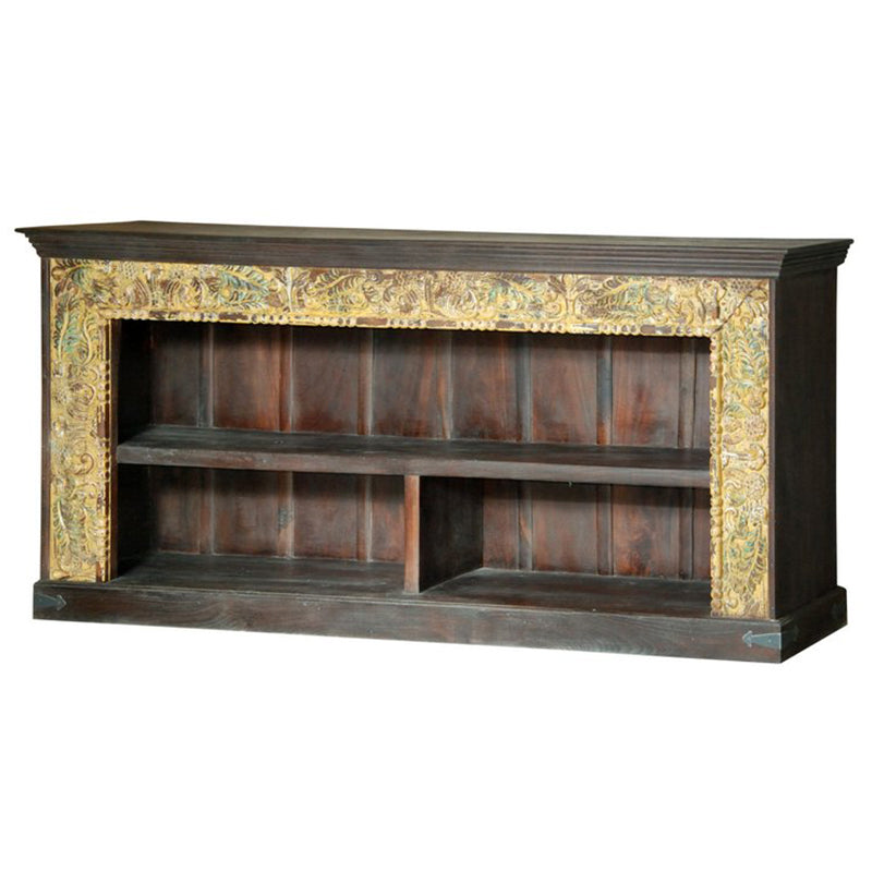 Antique Doorframe Media Console β 87" Hand-Carved Solid Wood