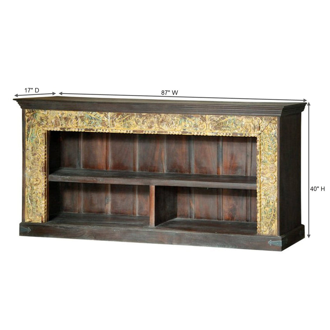 Antique Doorframe Media Console β 87" Hand-Carved Solid Wood