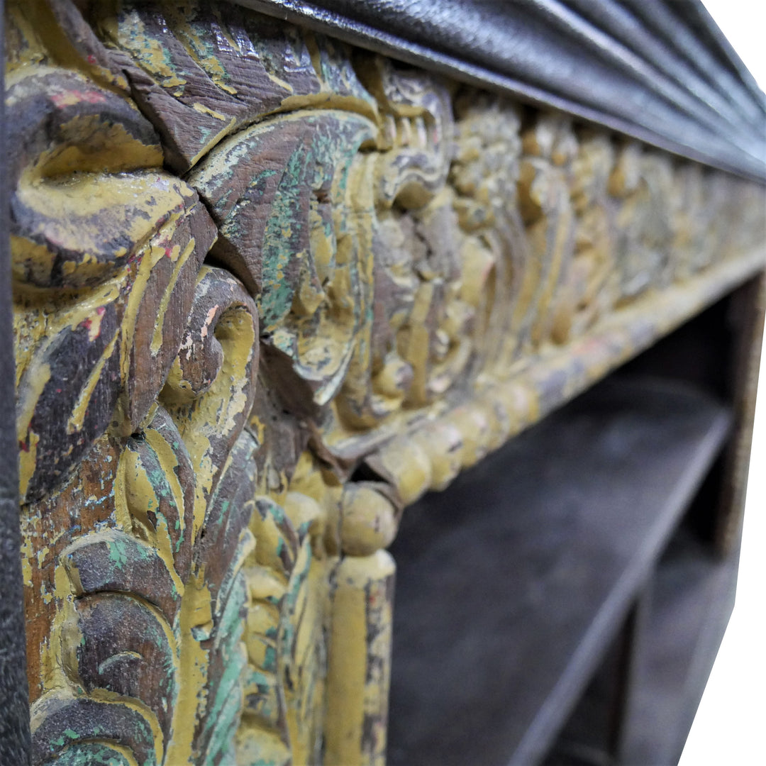 Antique Doorframe Media Console β 87" Hand-Carved Solid Wood