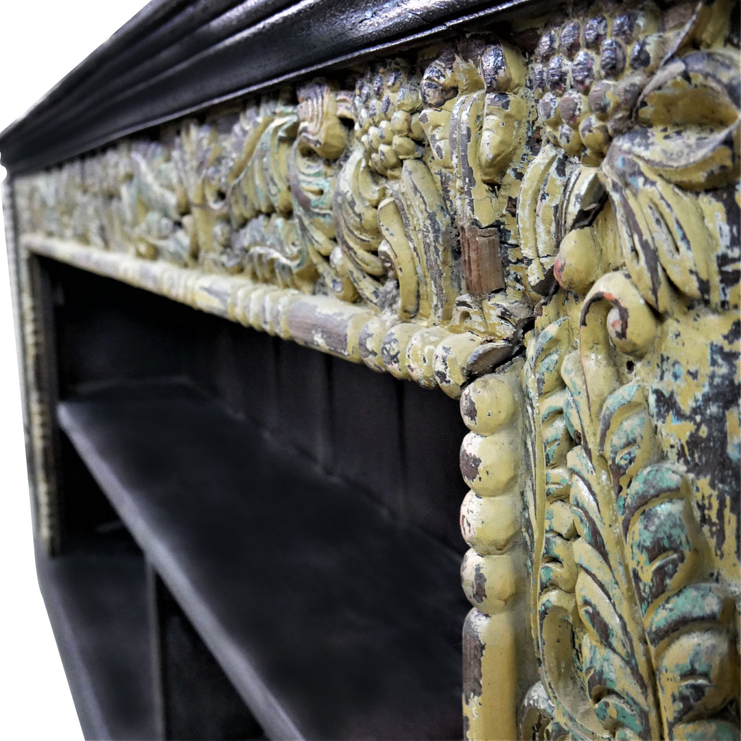 Antique Doorframe Media Console β 87" Hand-Carved Solid Wood