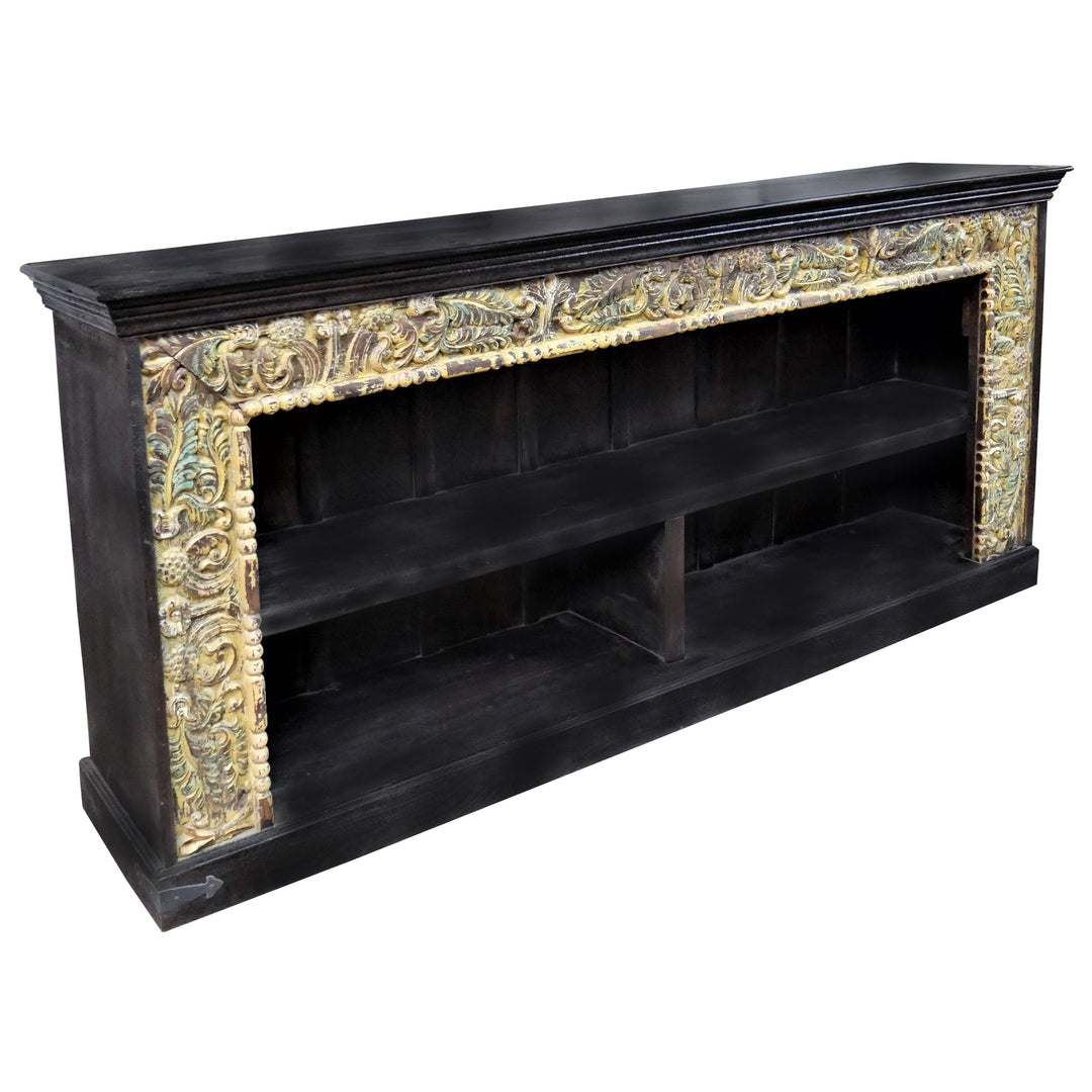 Antique Doorframe Media Console β 87" Hand-Carved Solid Wood