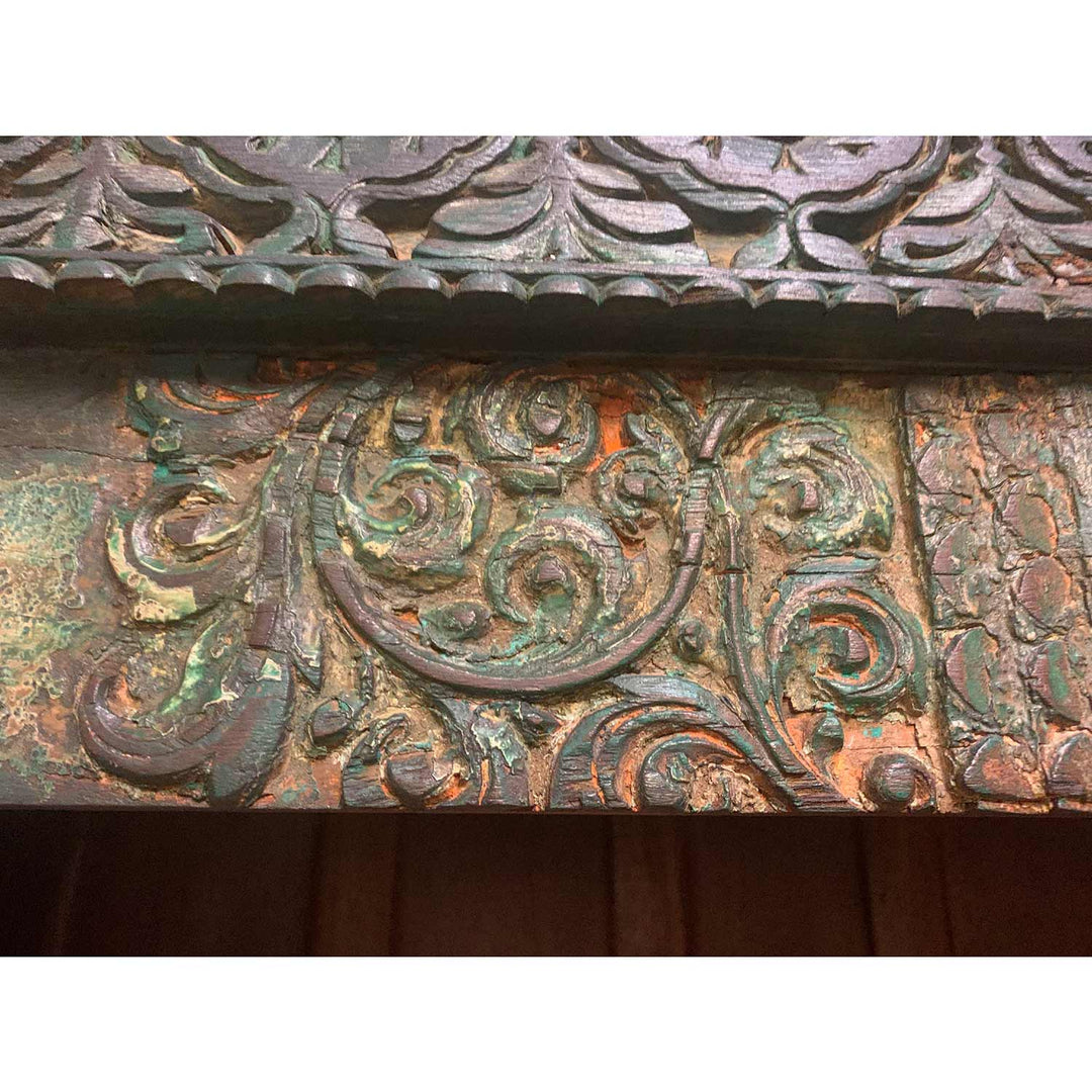 Antique Doorframe Media Console β 87" Hand-Carved Solid Wood