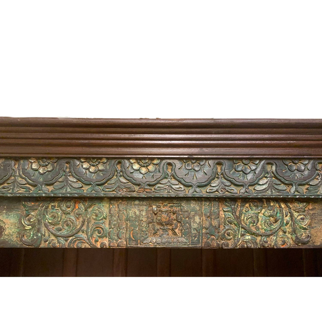 Antique Doorframe Media Console β 87" Hand-Carved Solid Wood