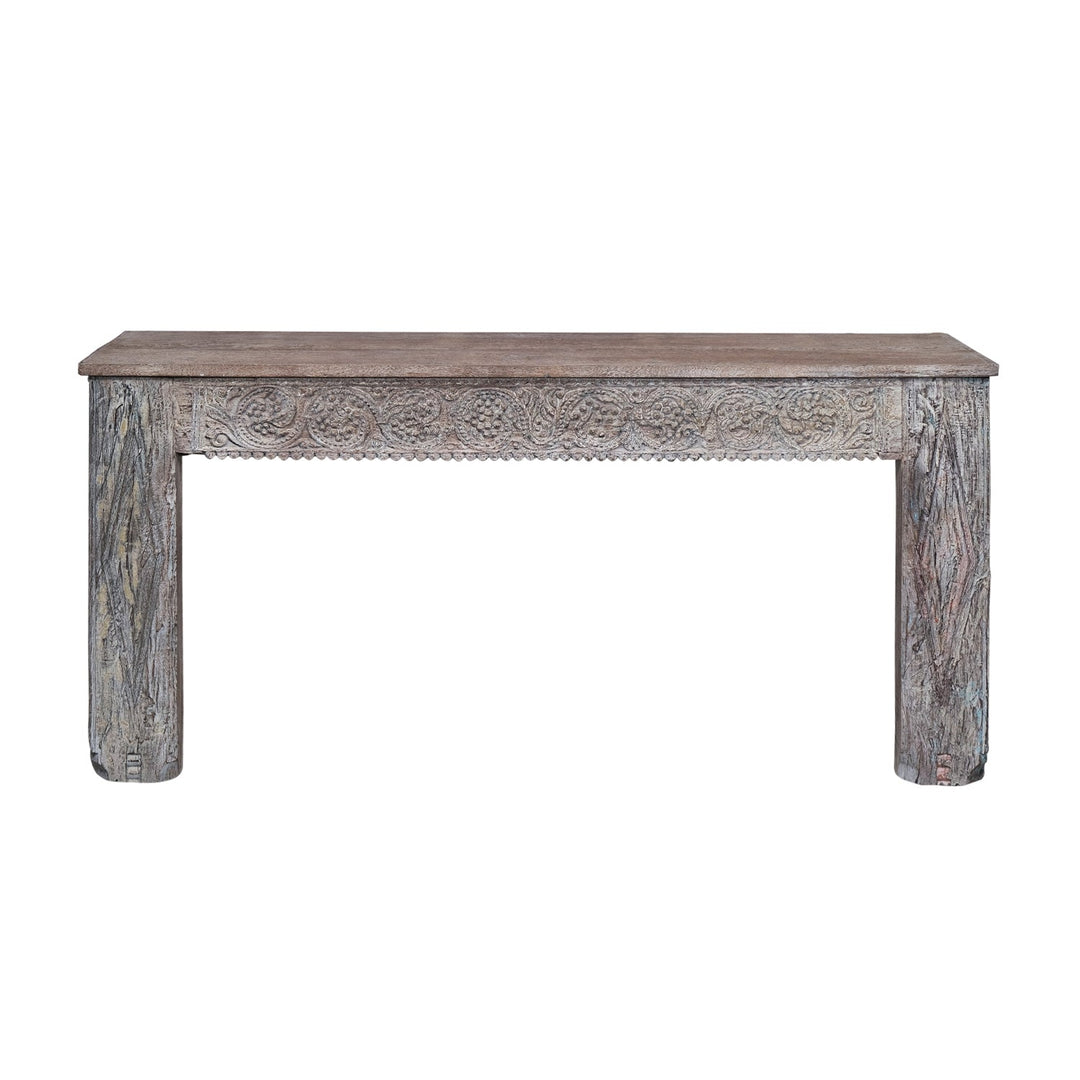 Upcycled Antique Carved Door Console β Distressed White, 62"
