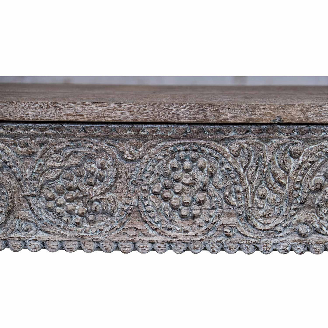 Upcycled Antique Carved Door Console β Distressed White, 62"