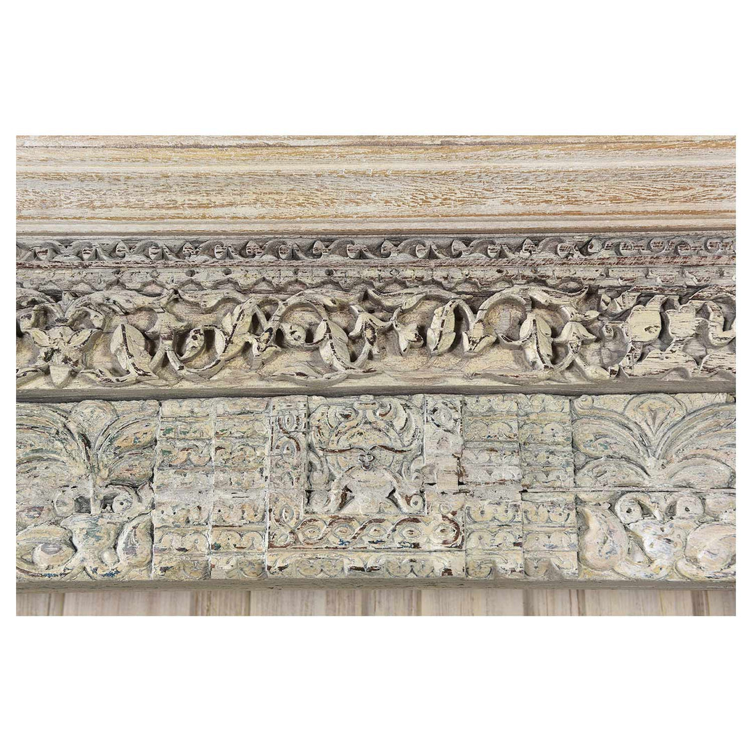 Antique Doorframe Bookcase with Corbels β 55" Distressed White