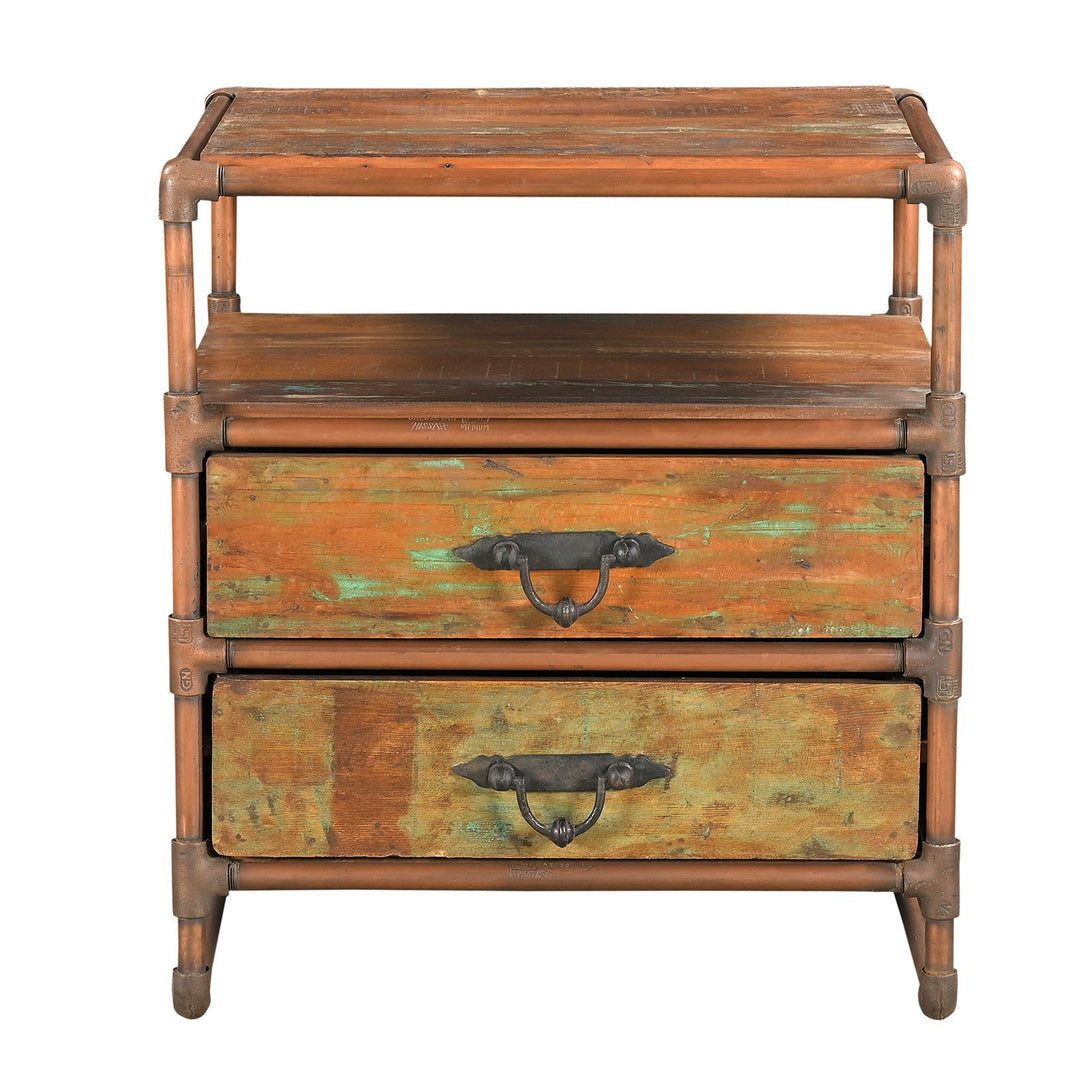 Reclaimed Wood & Copper Pipe Nightstand β 22" with Drawers