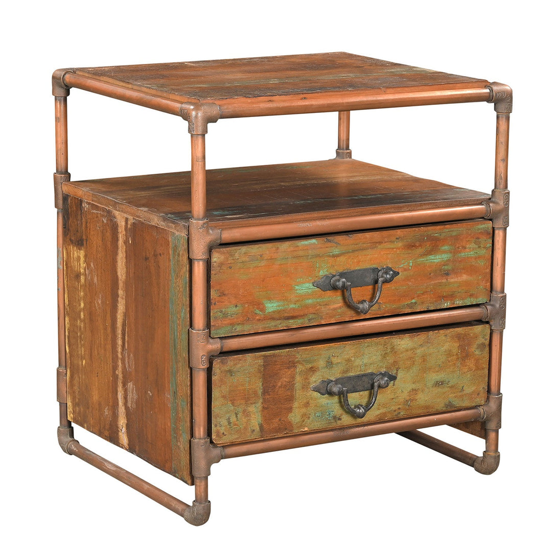 Reclaimed Wood & Copper Pipe Nightstand β 22" with Drawers