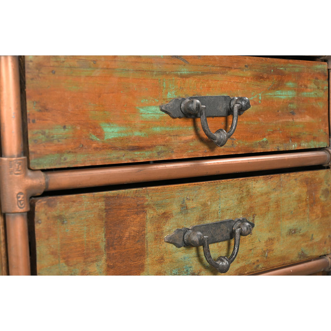 Reclaimed Wood & Copper Pipe Nightstand β 22" with Drawers