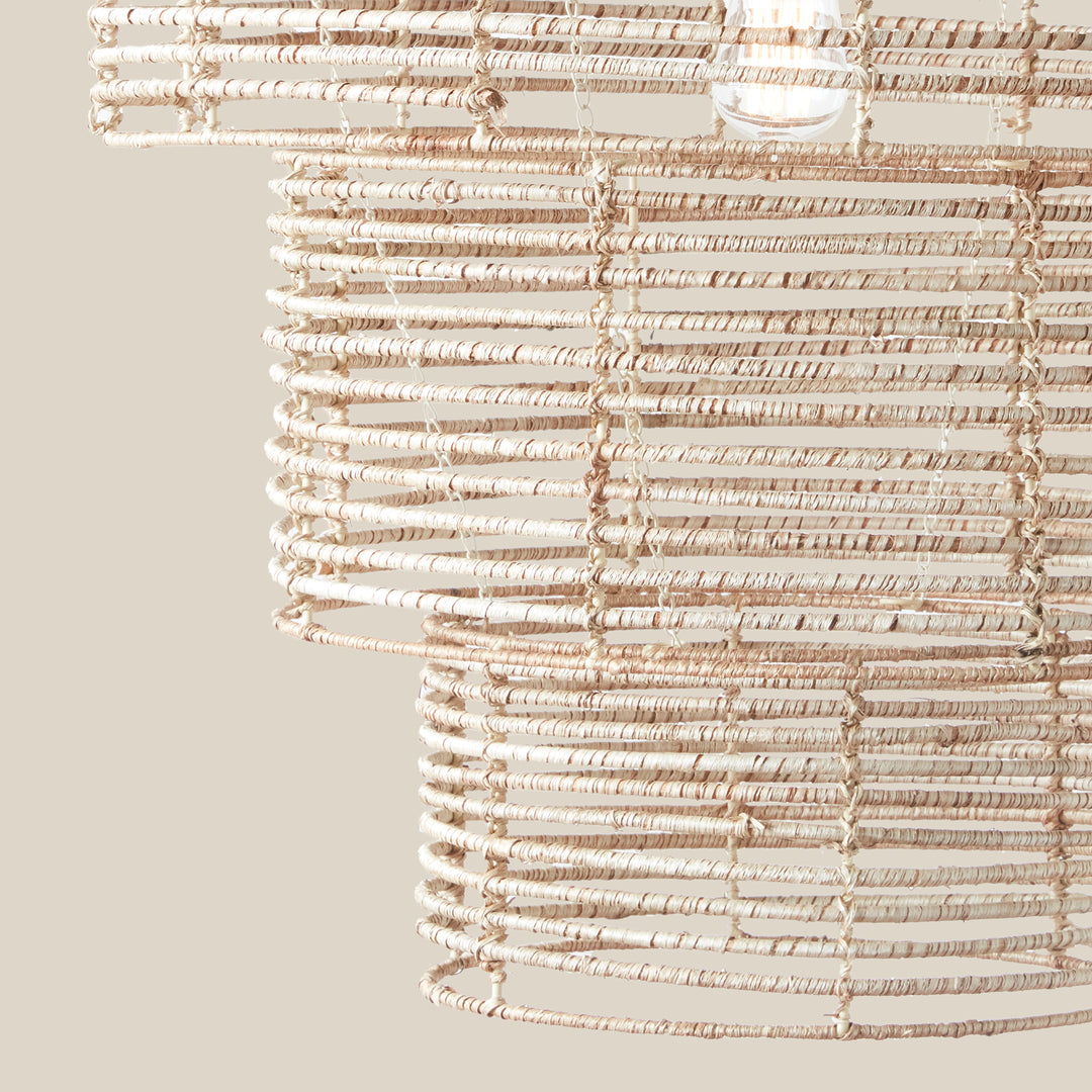 3-Tier Rattan Chandelier – Organic Modern Lighting with Pendant Kit