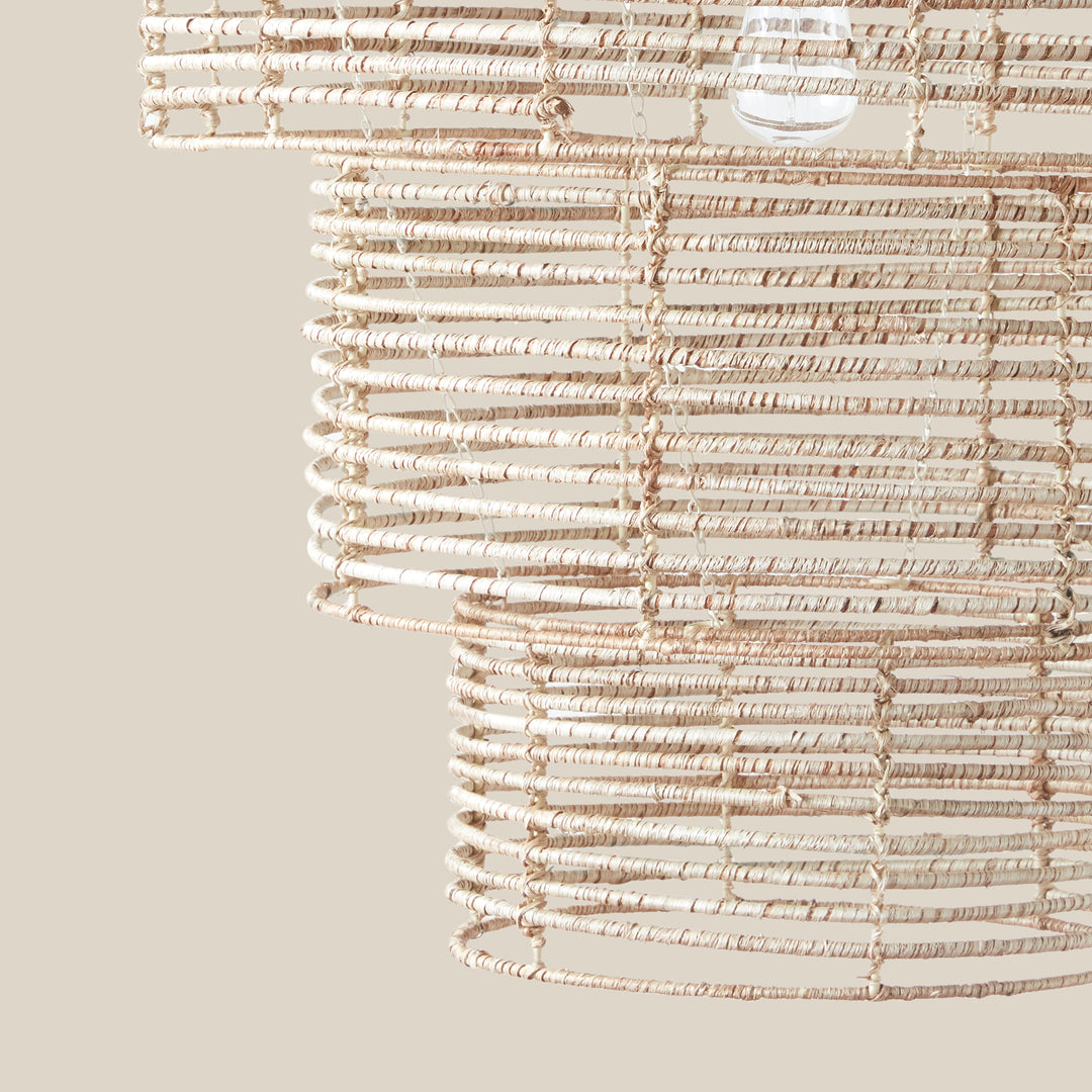 3-Tier Rattan Chandelier – Organic Modern Lighting with Pendant Kit