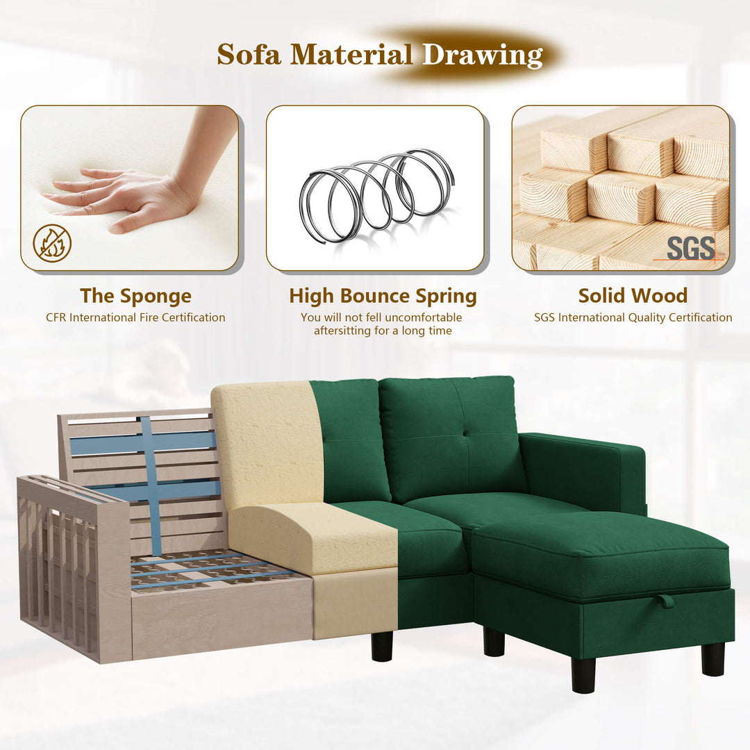 3-Seat Modern Sectional Sofa with Reversible Chaise – Contemporary Comfort for Modern Living