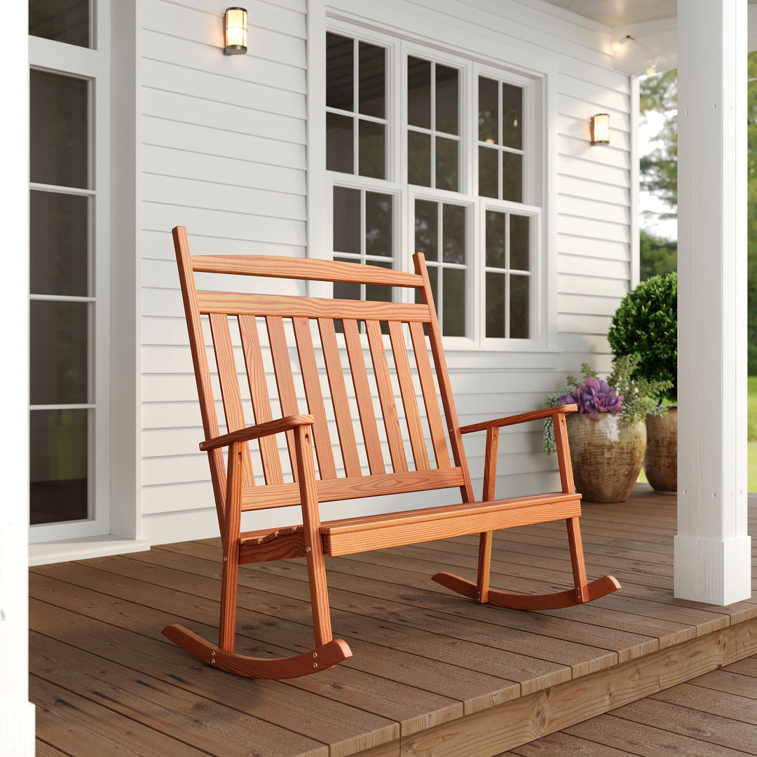 Classic Double Porch Rocker β Yellow Pine by Keystone Amish Co.
