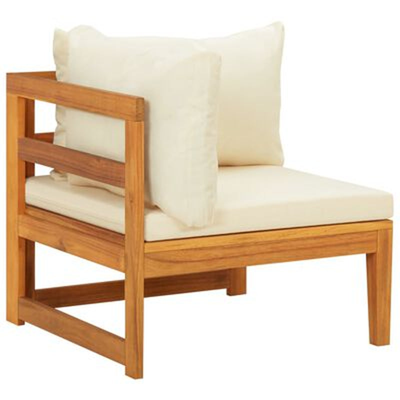 Garden Lounge Set Cream White Solid Acacia Wood 3 Piece Set