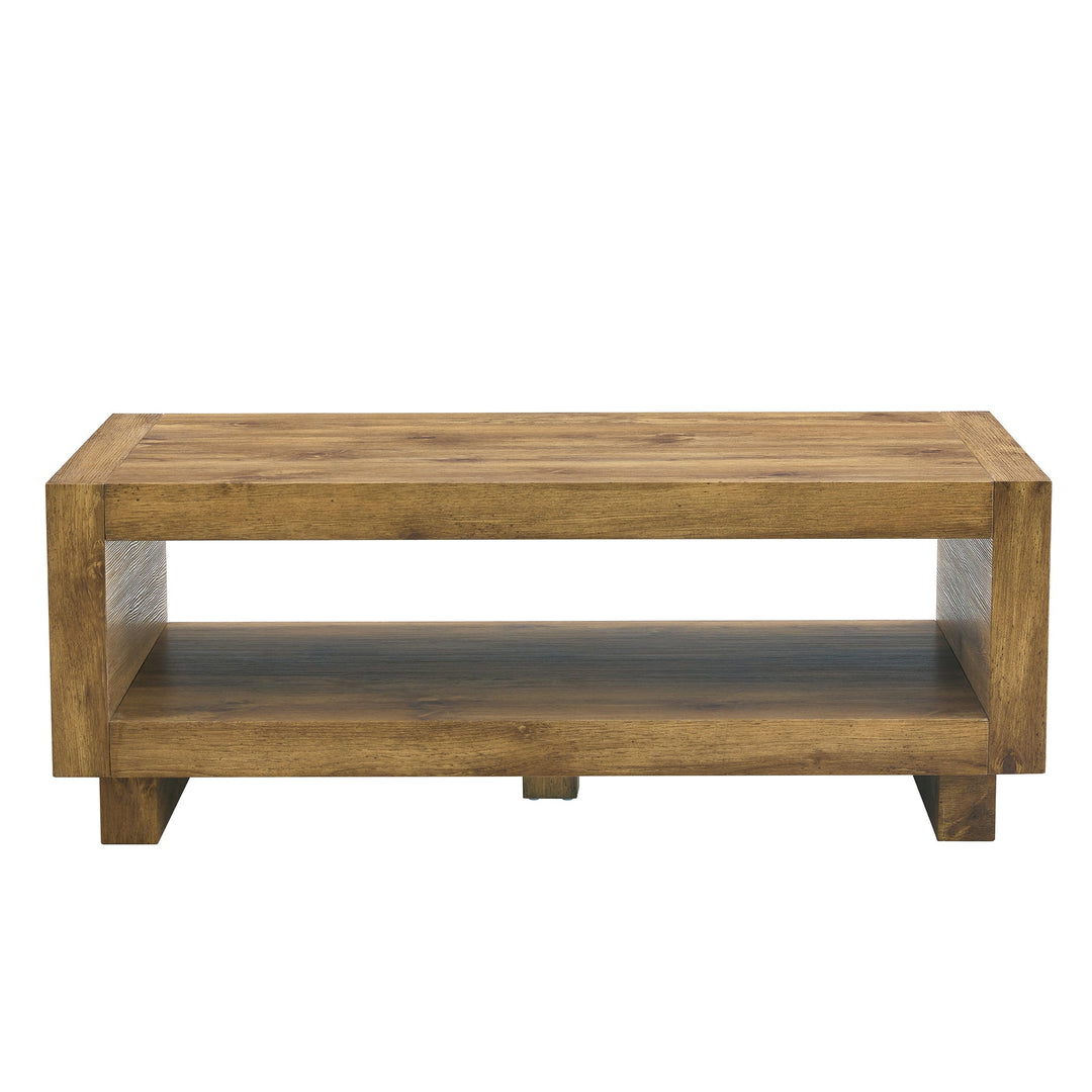 Mid-Century Modern Natural Wood Coffee Table β 47" Rectangular MDF Design