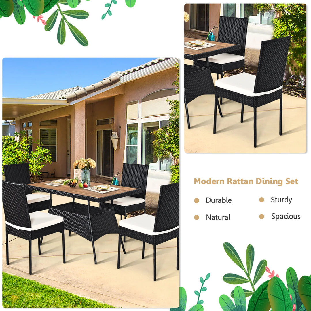 3-Piece Wicker Patio Bistro Set with Acacia Wood Side Table β Outdoor Chair Set for Porch, Balcony, or Backyard