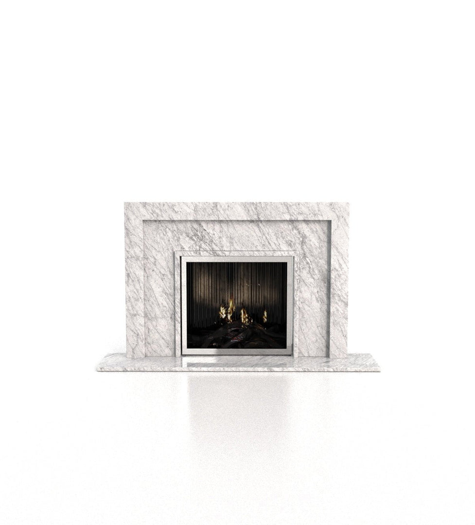 Apollo Art Deco Marble Fireplace with Tri-Tiered Mantel - 76.25"