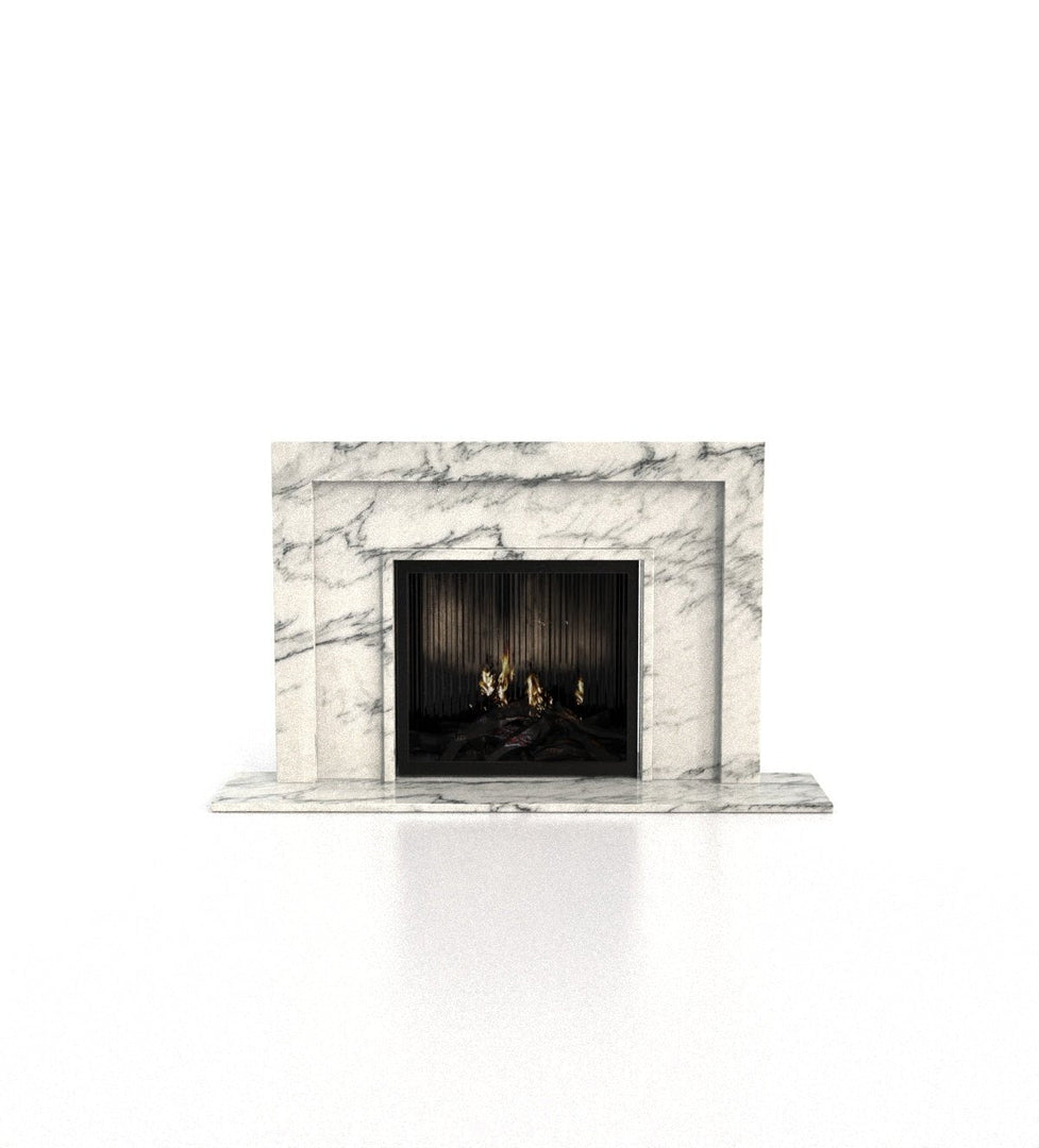 Apollo Art Deco Marble Fireplace with Tri-Tiered Mantel - 76.25"