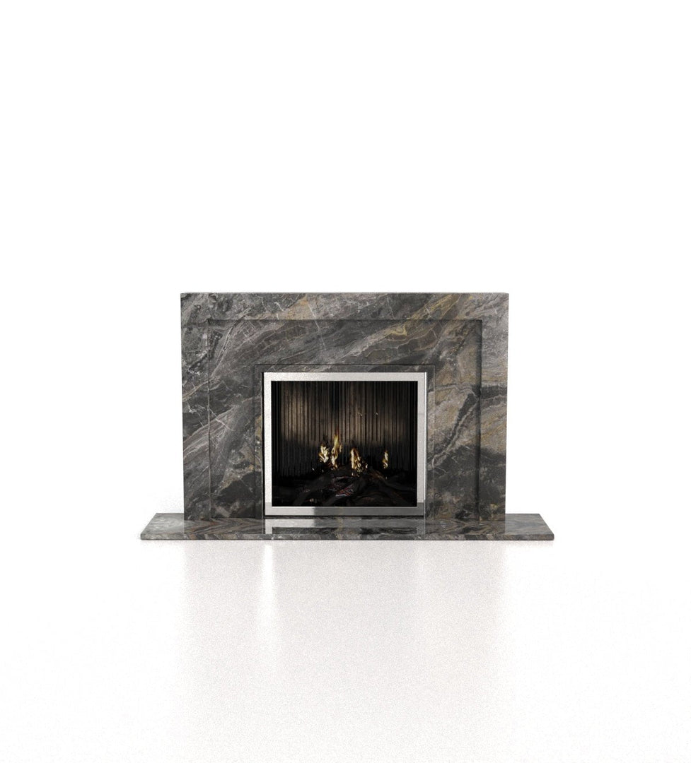 Apollo Art Deco Marble Fireplace with Tri-Tiered Mantel - 76.25"