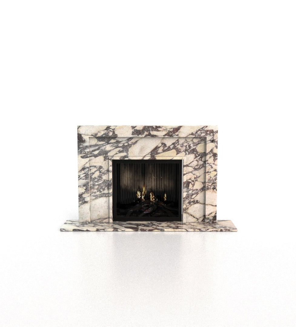 Apollo Art Deco Marble Fireplace with Tri-Tiered Mantel - 76.25"