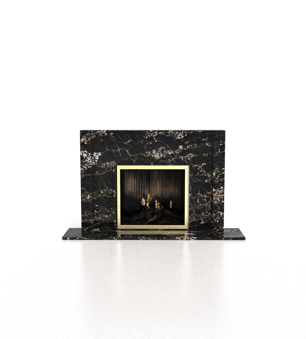 Apollo Art Deco Marble Fireplace with Tri-Tiered Mantel - 76.25"