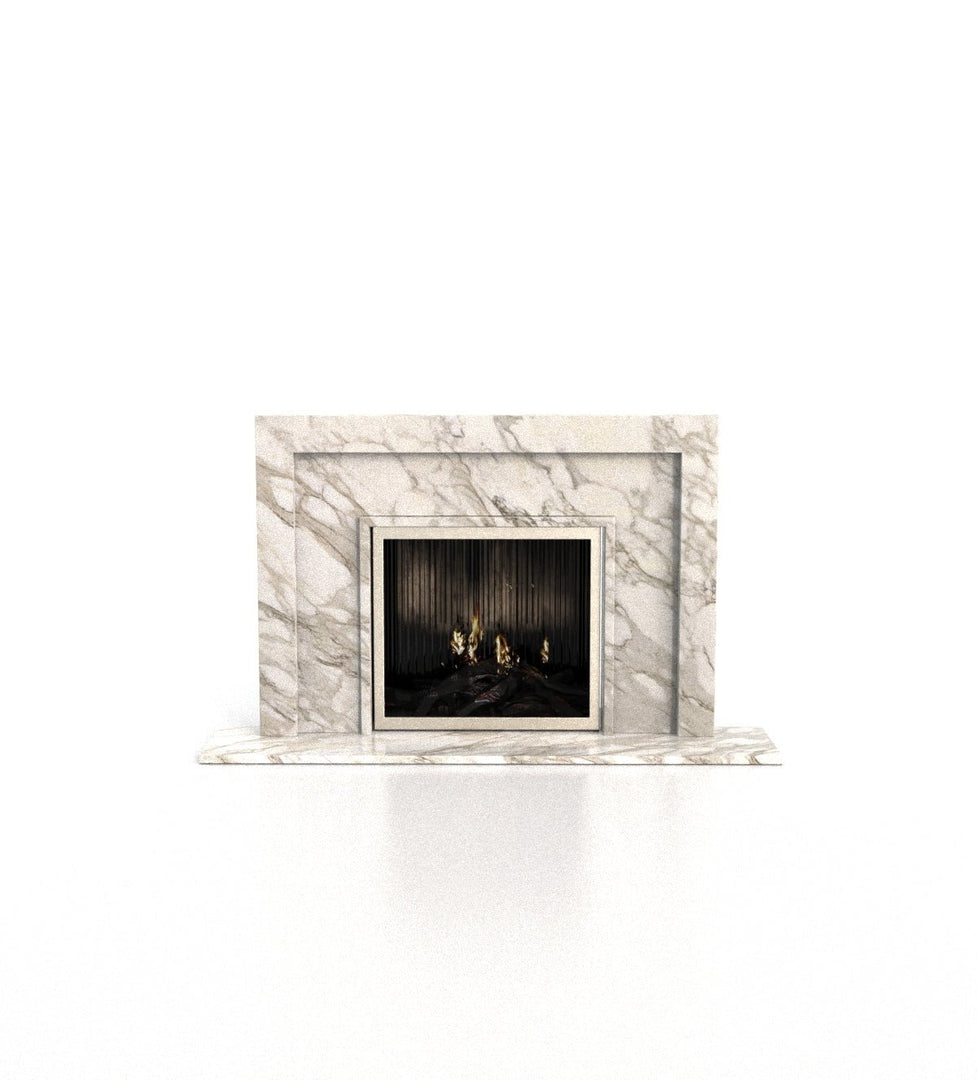 Apollo Art Deco Marble Fireplace with Tri-Tiered Mantel - 76.25"