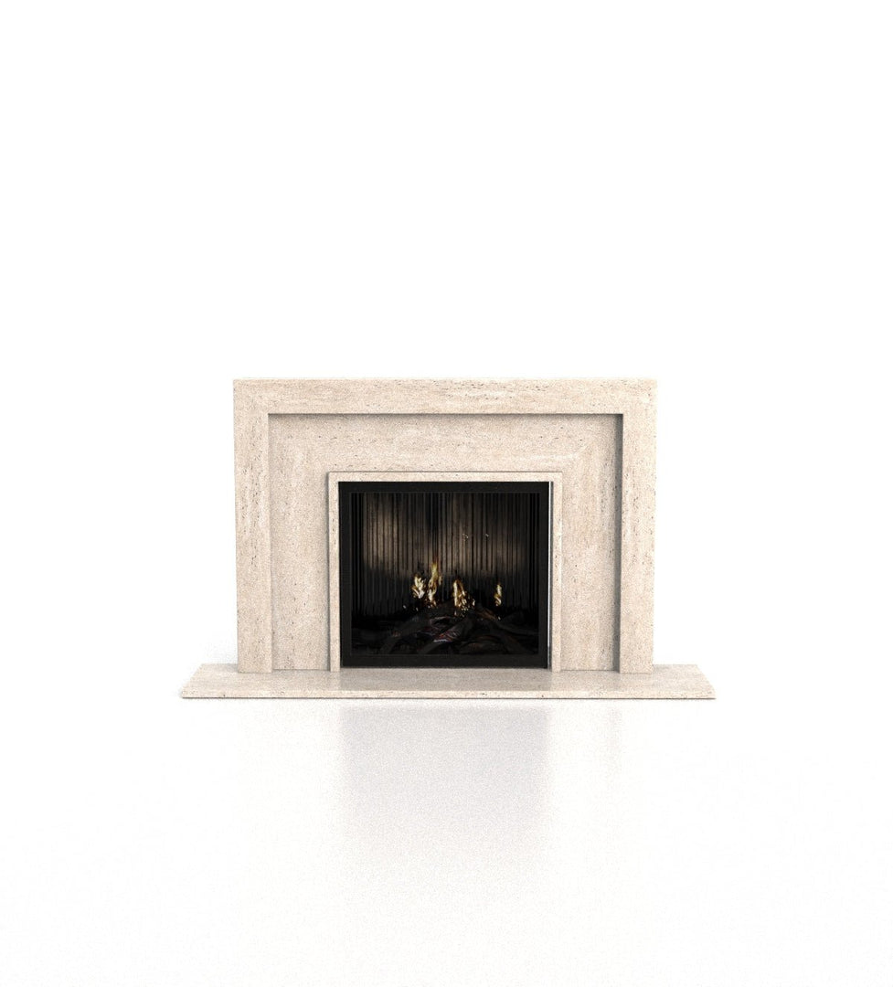 Apollo Art Deco Marble Fireplace with Tri-Tiered Mantel - 76.25"