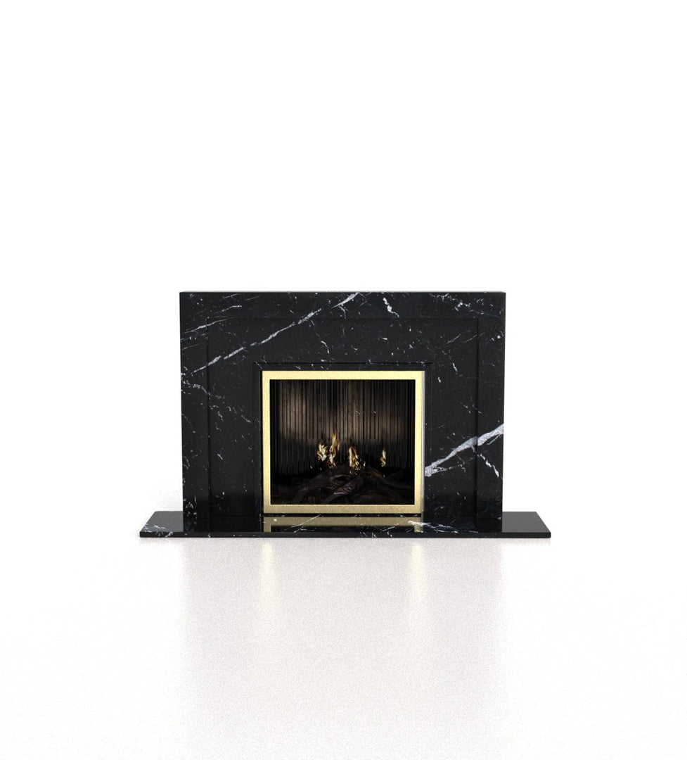 Apollo Art Deco Marble Fireplace with Tri-Tiered Mantel - 76.25"