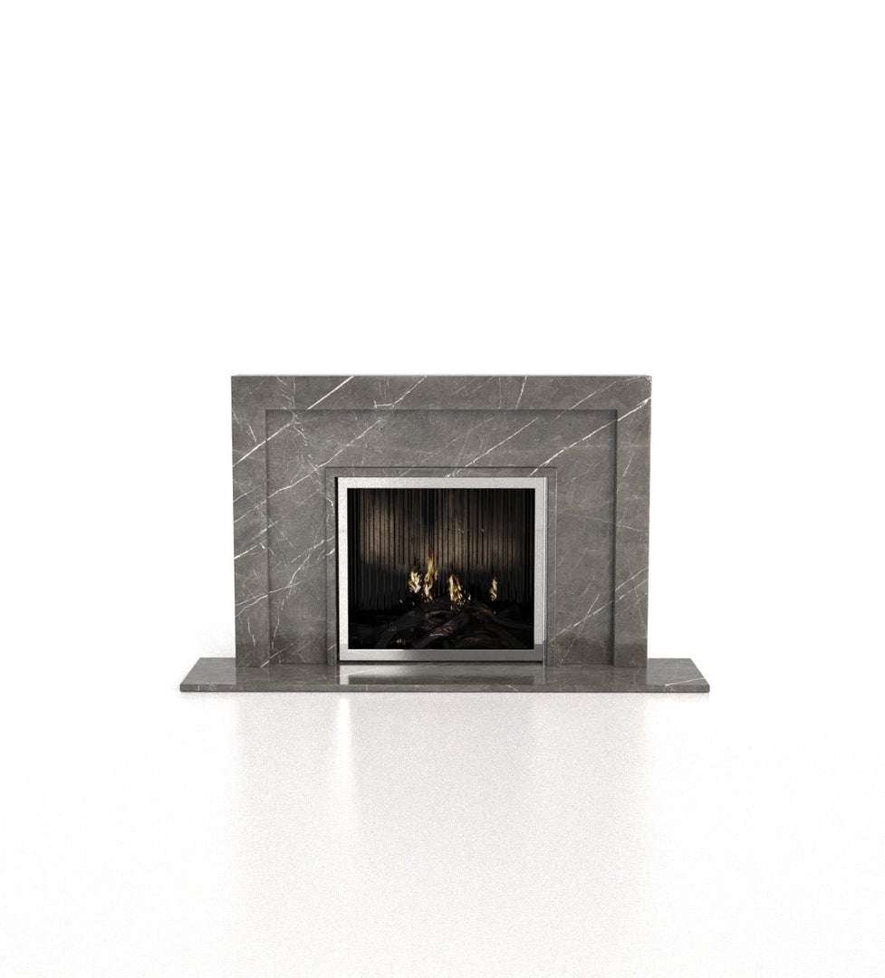 Apollo Art Deco Marble Fireplace with Tri-Tiered Mantel - 76.25"