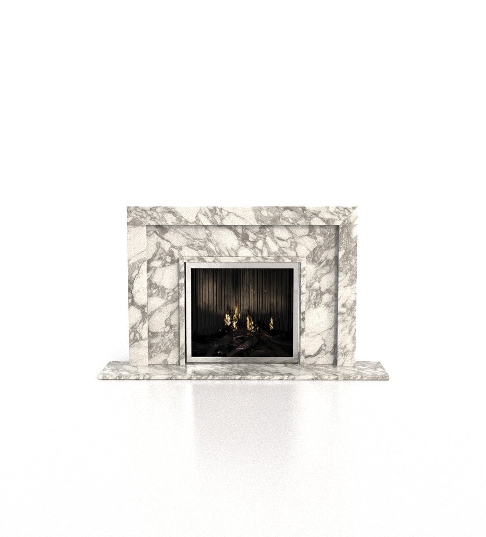 Apollo Art Deco Marble Fireplace with Tri-Tiered Mantel - 76.25"