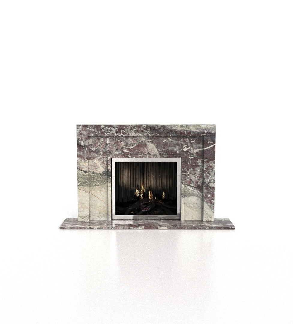 Apollo Art Deco Marble Fireplace with Tri-Tiered Mantel - 76.25"