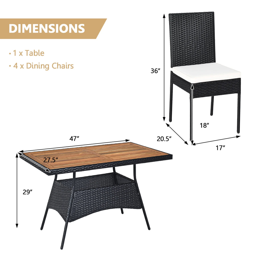3-Piece Wicker Patio Bistro Set with Acacia Wood Side Table β Outdoor Chair Set for Porch, Balcony, or Backyard