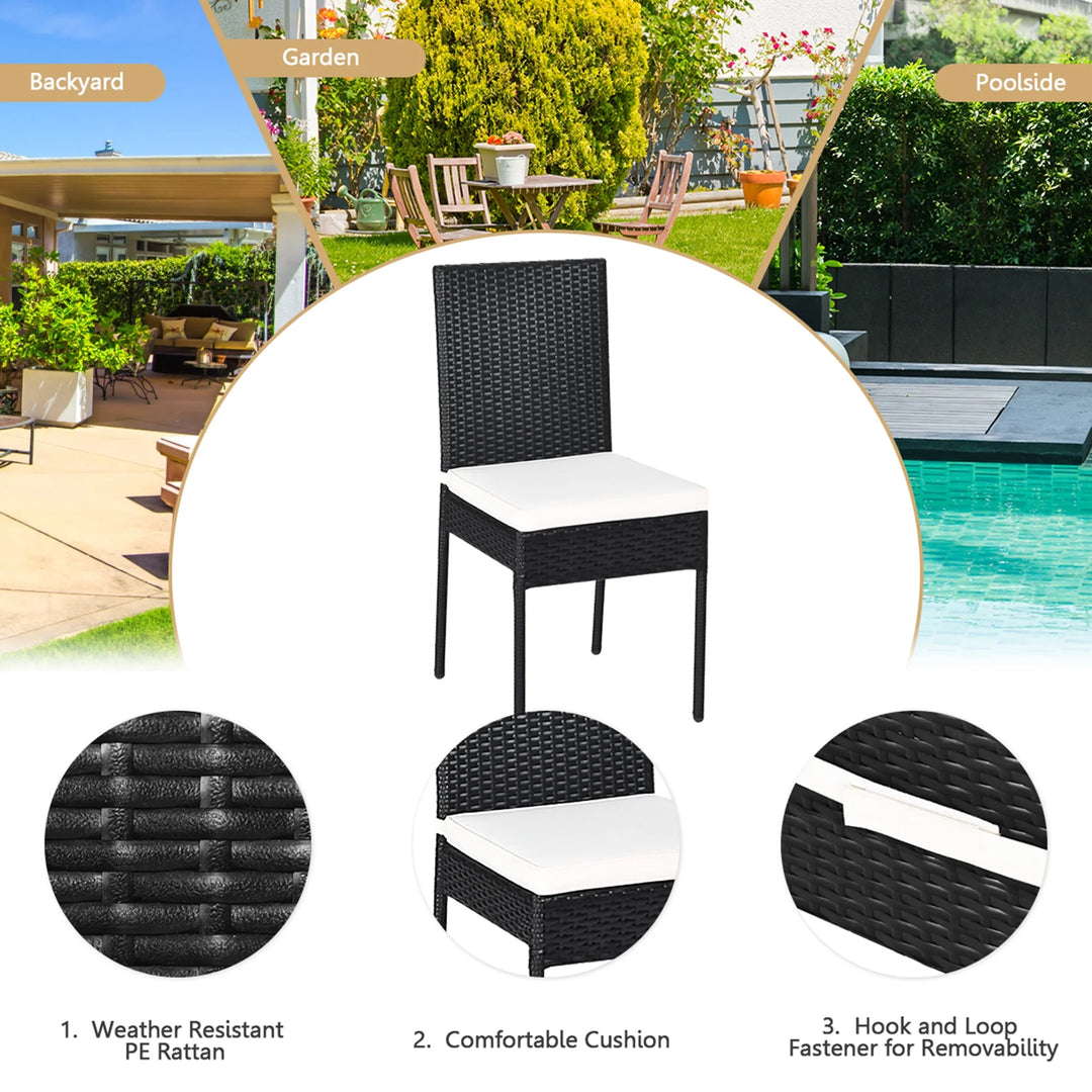 3-Piece Wicker Patio Bistro Set with Acacia Wood Side Table β Outdoor Chair Set for Porch, Balcony, or Backyard