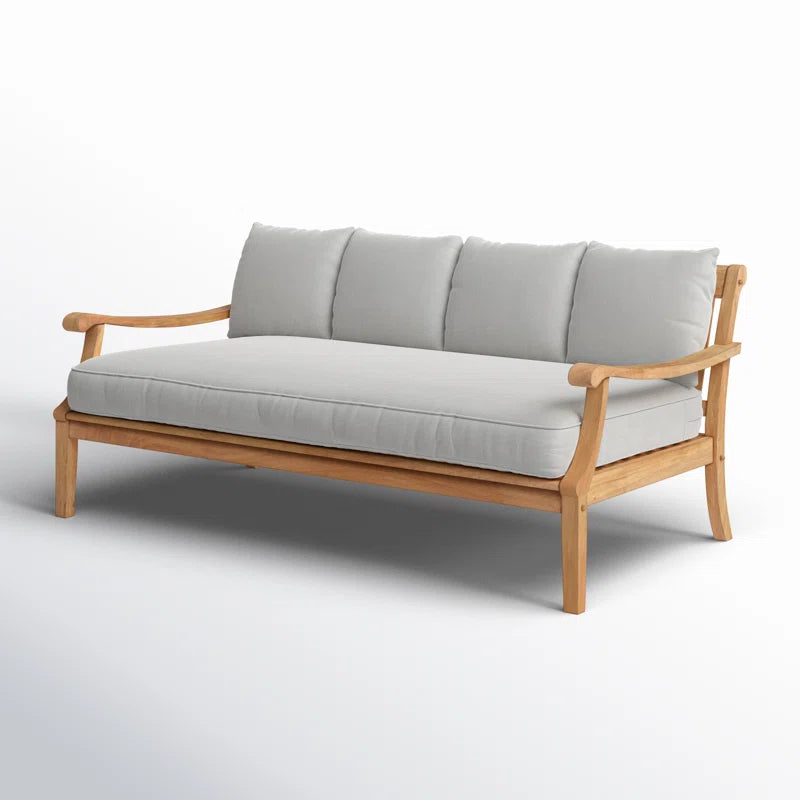 Arizona 69.5'' Solid Teak Outdoor Daybed with Oyster Cushions β Natural Honey Finish