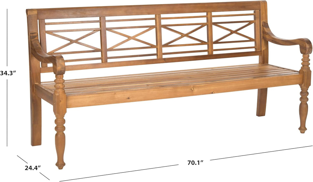 Martin Acacia Wood Adirondack Patio Bench – Natural Finish | 2-Person Outdoor Seating