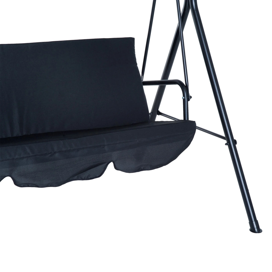 3-Seat Outdoor Patio Swing Chair with Cushions & Adjustable Canopy β Black Steel Frame