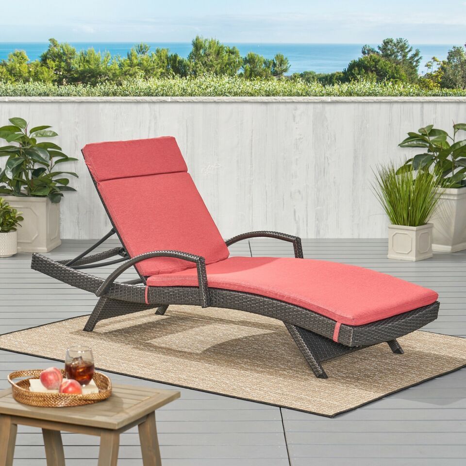 (2-Pack) SALEM Outdoor Chaise Lounge Cushions – Red, Water-Resistant, 79" x 27"